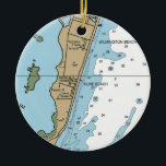 Kure Beach NC-diagram Julgransprydnad Keramik<br><div class="desc">Kure Beach North Carolina-julprydnad gjord med NOAA:s nautiskt diagram.</div>