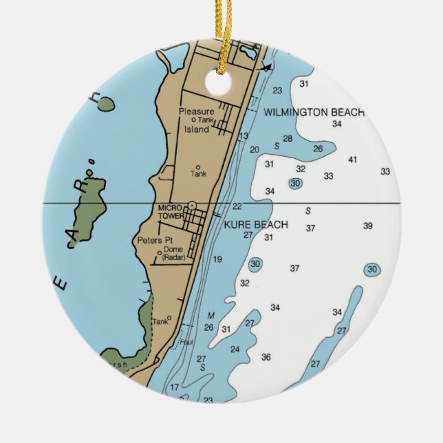 Kure Beach NC-diagram Julgransprydnad Keramik (Framsidan)