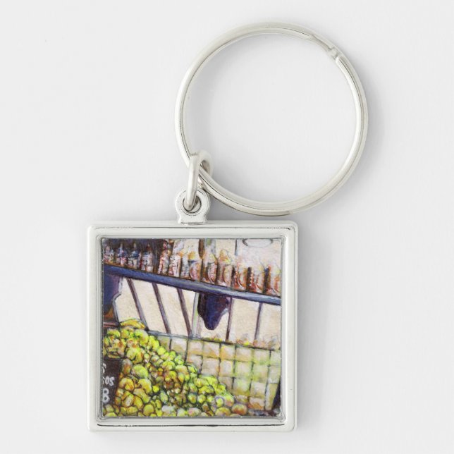 Kuriositetsmått Fyrkantig Silverfärgad Nyckelring (Framsidan)