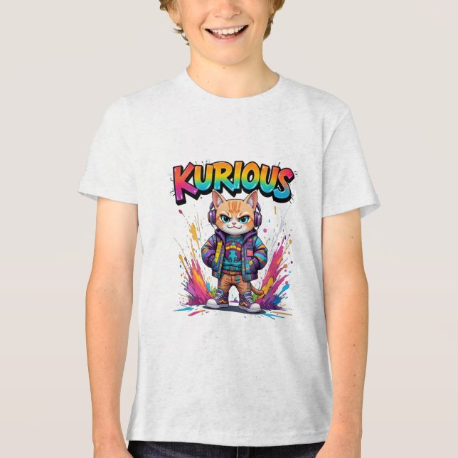 Kurious Manga Cat T Shirt (Framsida)