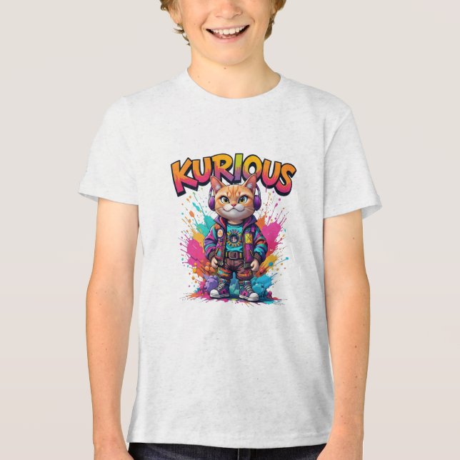Kurious Manga Cat T Shirt (Framsida)