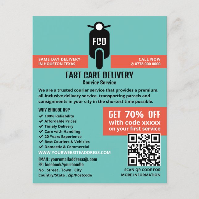 Kurir-Logotyp, kurirtjänstreklam Flygblad (Framsidan)