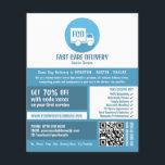 Kurirleveransprogram, Logotyp för budfirmatjänst Flygblad<br><div class="desc">Kurirleveransprogram,  Logotyp för budbärsannonsering av flygbiljett från Affärskortet Store.</div>