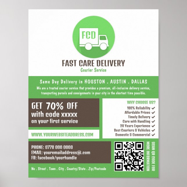 Kurirleveransprogram, Logotyp för budfirmatjänst Poster (Framsidan)