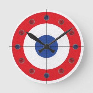 Kurling Sten Marker Clock- (röd) Rund Klocka