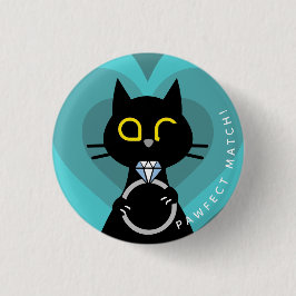 Kuro Catto Frieri Badge - Funny Cat Förlovning Knapp