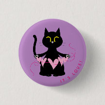 Kuro Catto Kärlek Badge - Cute Cat Button