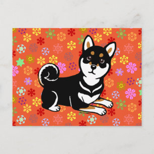 Kuro Shiba Inu hund tecknad Vykort