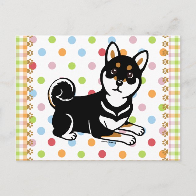 Kuro Shiba Inu hund tecknad Vykort (Framsida)
