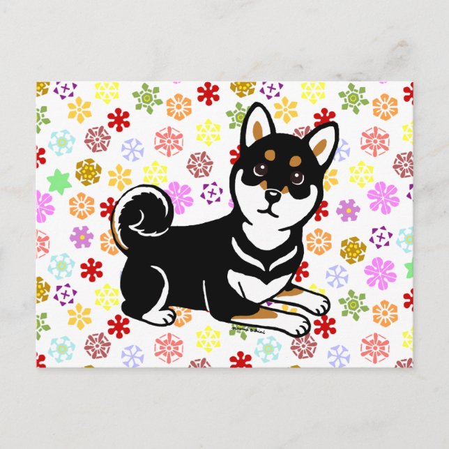 Kuro Shiba Inu hund tecknad Vykort (Framsida)