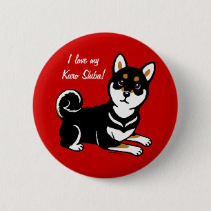 Kuro Shiba Inu hundtecknad Knapp