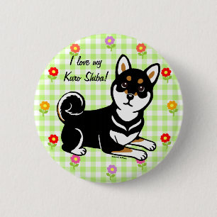 Kuro Shiba Inu hundtecknad Knapp