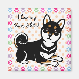 Kuro Shiba Inu hundtecknad Magnet