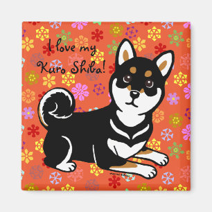 Kuro Shiba Inu hundtecknad Magnet