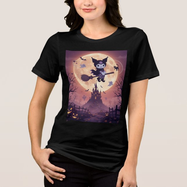 Kuromi On Halloween Night T Shirt (Framsida)