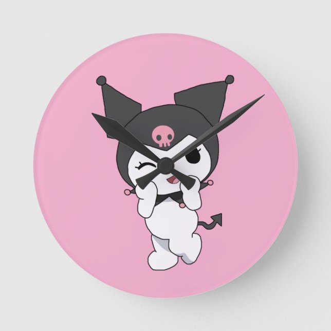 Kuromi Wall Clock – Cute Sanrio-Inspired Room Deco Rund Klocka (Framsida)