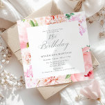 KURPRISE PARTY 21:a födelsedag Rosa Blommigt Squar Inbjudningar<br><div class="desc">En vacker och feminin överraskningsfest bjuder in till att fira en födelsedag i elegant stil. En ram av elegant rosa,  blommor och grönt omger dina party-detaljer. Inbjudan är tillgänglig som en utskriven inbjudan eller digital hämtning.</div>