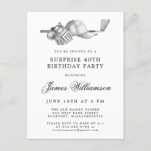KURPRISE Party 40:e födelsedag Golf Teme Inbjudan Vykort