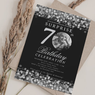 KURPRISE Photo 70:e Födelsedagsfesten Silver Ljus Inbjudningar