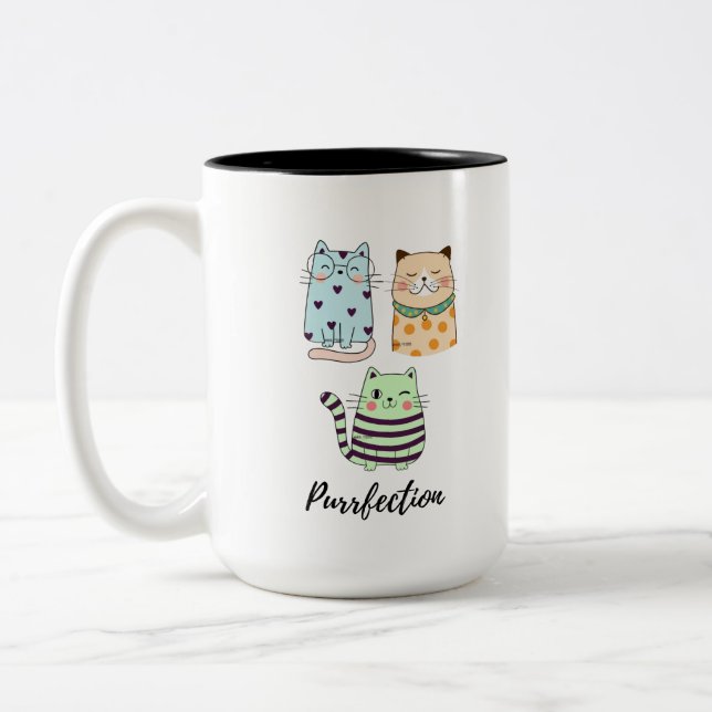 Kurrekt Perfekt Kawaii Mönster Katter Konst Två-Tonad Mugg (Vänster)