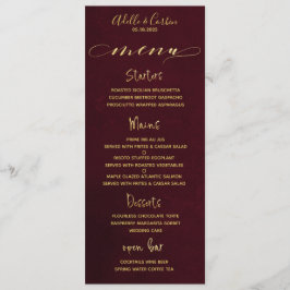 Kursiv Finare-kalligrafi i Burgundy & Guld Meny