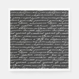 Kursiv handskriftsskrivare, svart, vit artikel pappersservett