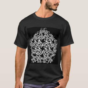 Kursiv pennanteckning vit på svart t shirt