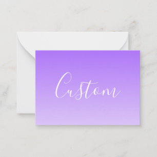 Kursiv skript Namn & Editable Light Lila Ombre Anteckningskort