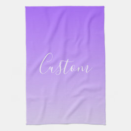 Kursiv skript Namn & Editable Light Lila Ombre Kökshandduk