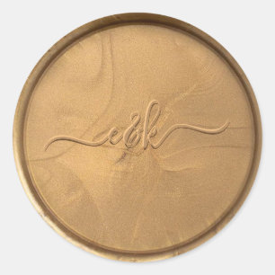 Kursivt monogram antique Guld Vax sälmärke Runt Klistermärke