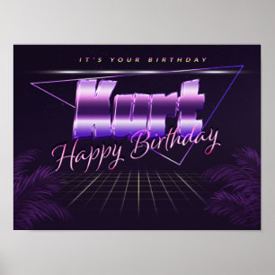 Kurt Namn Vorname lila retro Poster Geburtstag