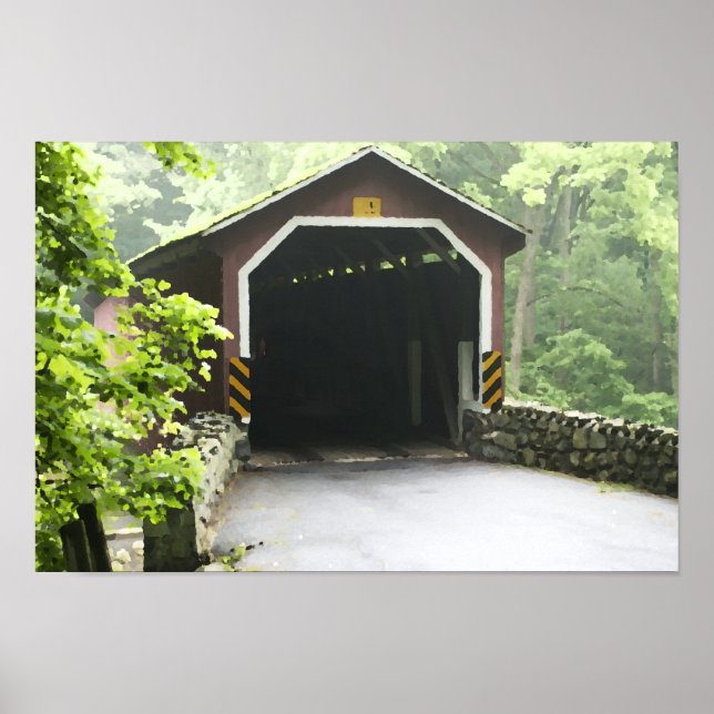 Kurtz Mill Wooden Covered Bridge Lancaster Penn Poster (Framsidan)
