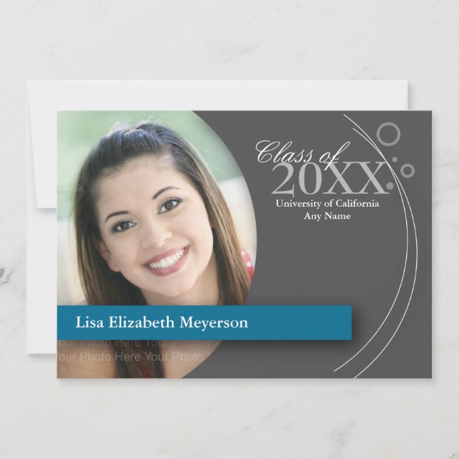 Kurva och punkter, Studenten: Anpassningsbar Blue Inbjudningar (Framsida)