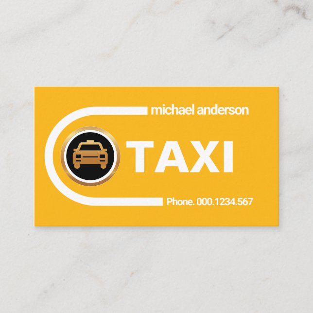 Kurvdestination Transportvägar Gult Taxi Visitkort (Framsida)