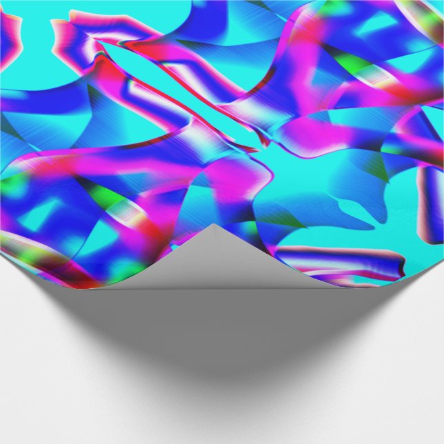 Kurvformade färgader och blå bakgrund presentpapper (Hörn)