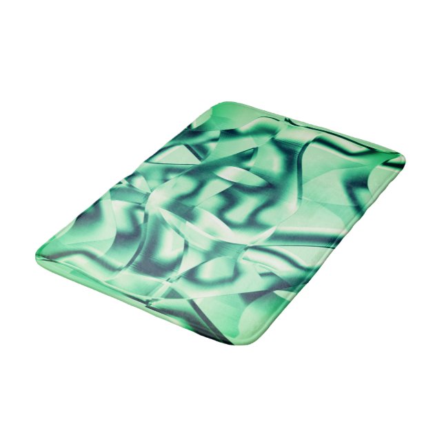Kurvformade former av akryl, grönt- och myntton badrumsmatta (Vinklad)