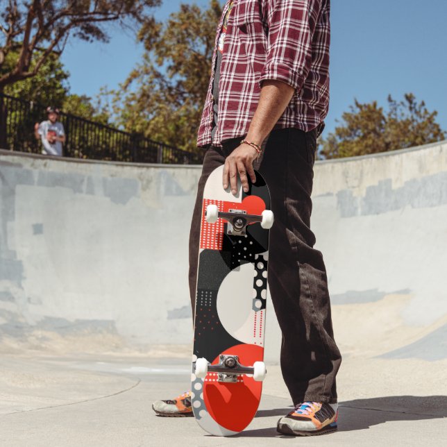 Kurvformer i rött, grått och svart mini skateboard bräda 18,5 cm (Utomhus 2)