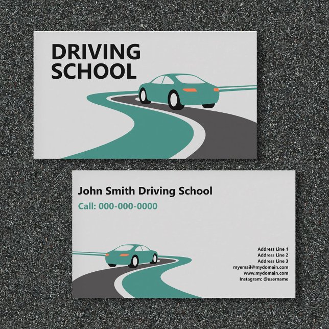 Kurvig väg - Körskola Visitkort (Curving Road - Driving School Business Card)