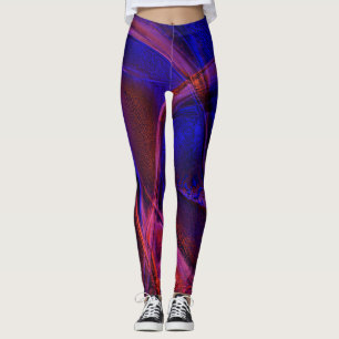 Kurvlinjer över häpnadsväckande röd och blå crust leggings