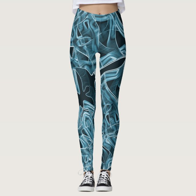 Kurvor, blå neon med relief och överlappning leggings (Framsida)