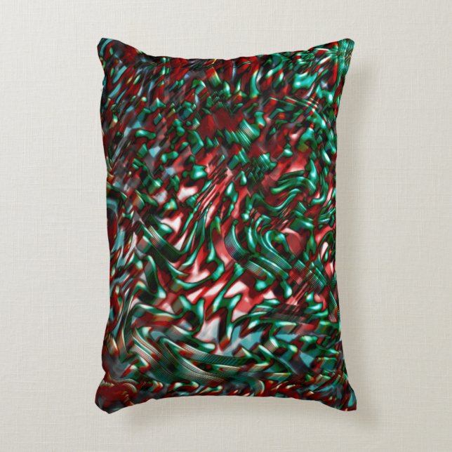 Kurvor, grönt och burgundi i lager prydnadskudde (Framsidan(Vertikal))