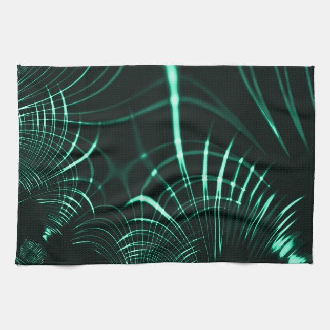 Kurvor i en blandning av djungelns grönt och nymin kökshandduk (Horisontell)