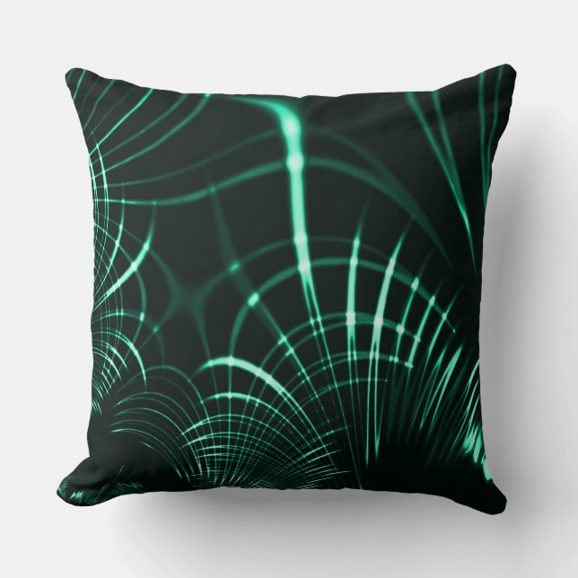 Kurvor i en blandning av djungelns grönt och nymin kudde (Framsida)