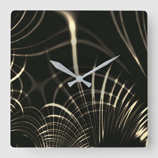 Kurvor i Khaki färg och mörkens bakgrund Fyrkantig Klocka (Framsida)