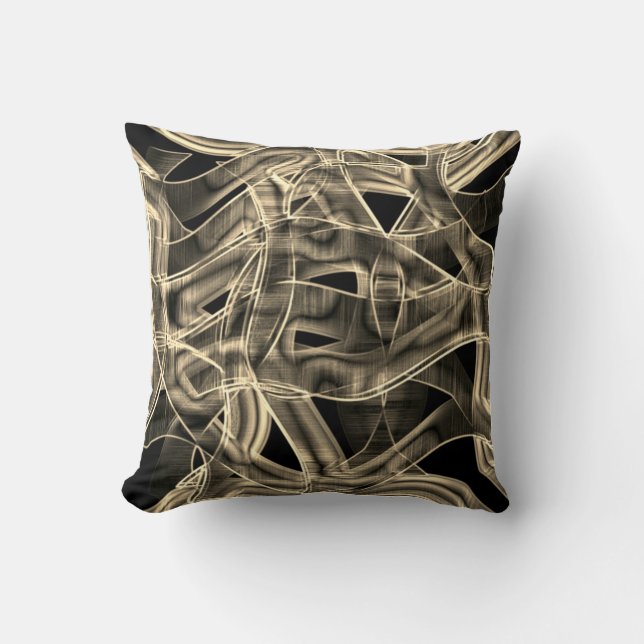 Kurvor, khaki eller beige linjer i lättnad kudde (Framsida)