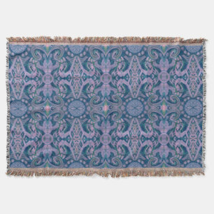 Kurvor & Lotus, abstrakt mönster lavender & blue Filt