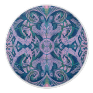 Kurvor & Lotus, abstrakt mönster lavender & blue Knopp