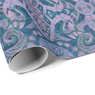 Kurvor & Lotus, abstrakt mönster lavender & blue Presentpapper