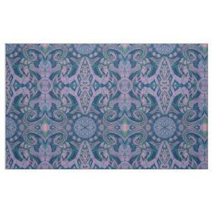 Kurvor & Lotus, abstrakt mönster lavender & blue Tyg
