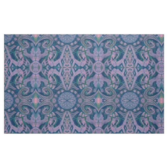 Kurvor & Lotus, abstrakt mönster lavender & blue Tyg (Fat Quarter)